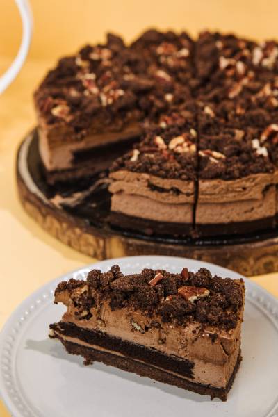 Pecan Chocolate Cheese Slice Cake